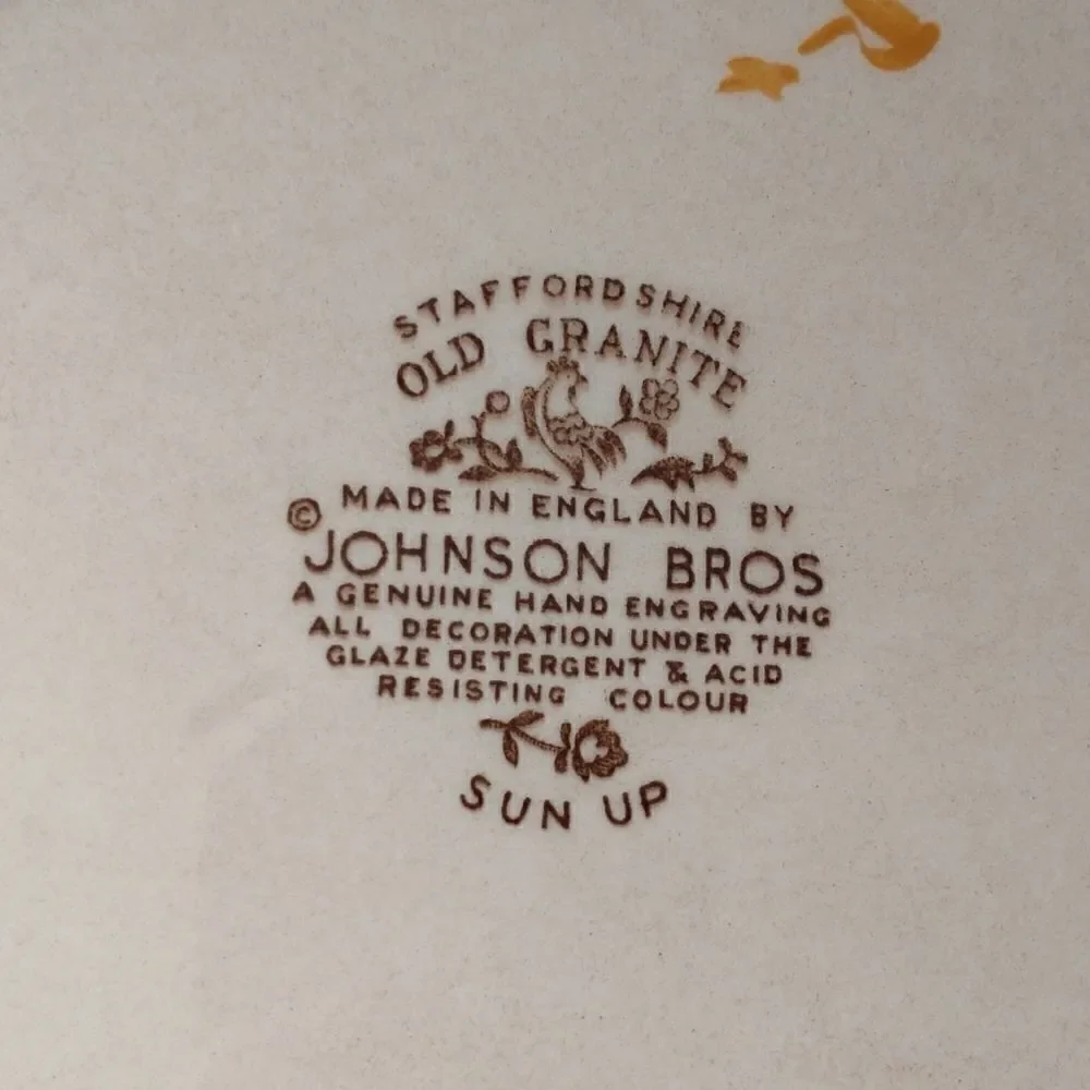 ‎Staffordshire Old Granite Sun Up Platter Serving Johnson Brothers Rooster Vtg